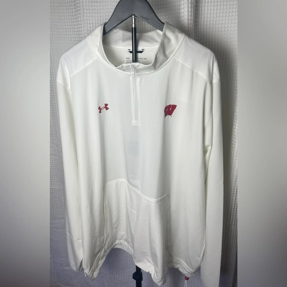 Mens Under Armour Wisconsin Badgers Sideline Motivate Quarter-Zip Pullover 3XL